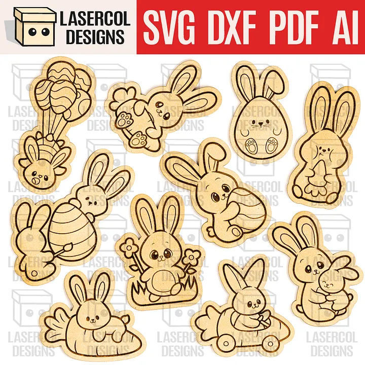 Easter Bunny Paint Kit DIY Cut Outs Set 8 - Laser Cut Files product image (1)