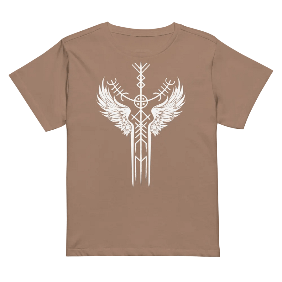 The Valkyrie Stave Women's High-Waisted Tee (white print) product image (3)