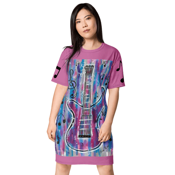 My Guitar (art by Dina R.) acrylic painting picture - T-Shirt Dress product image (1)
