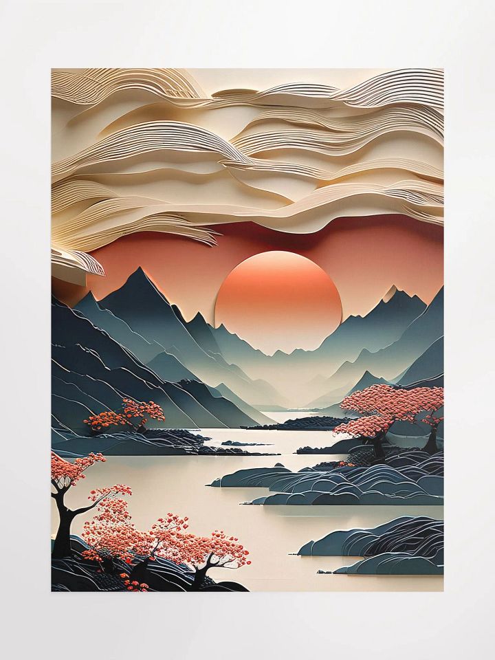 Japandi Art Sunset Poster - Medium Size 18x24 Inches product image (1)