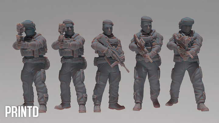 French FAMAS Army Soldiers - Modern Warfare Wargame Hobby Resin Scale Models product image (2)