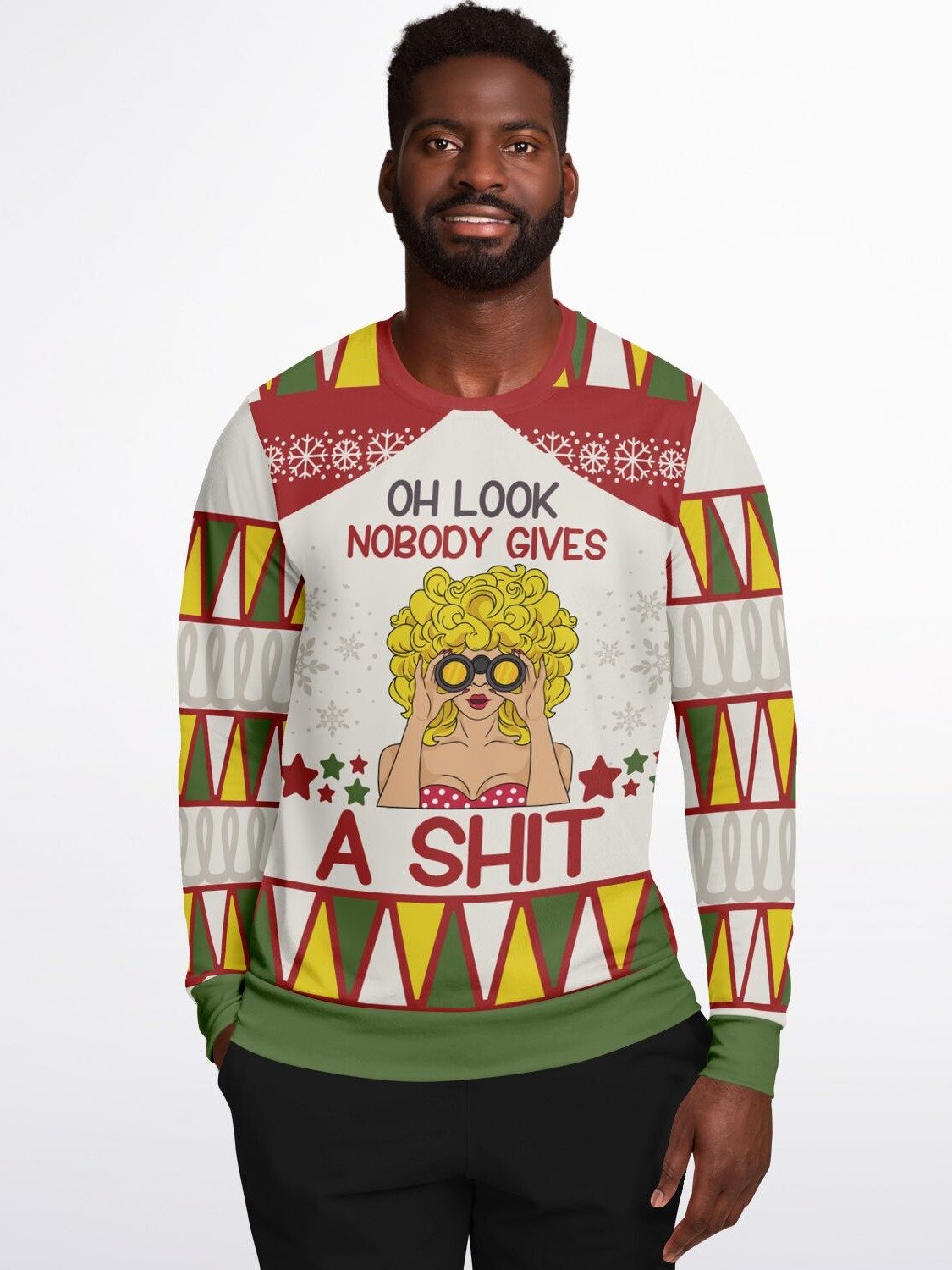 "Oh Look Nobody Gives A Sh*t" Sweatshirt | Sassy Woman Holiday Sweater | Funny Adult Christmas Party Outfit product image (3)