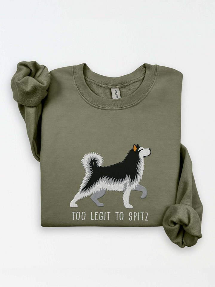 Too Legit to Spitz Sweatshirt (Embroidered) of an Alaskan Malamute(Black & White) product image (1)