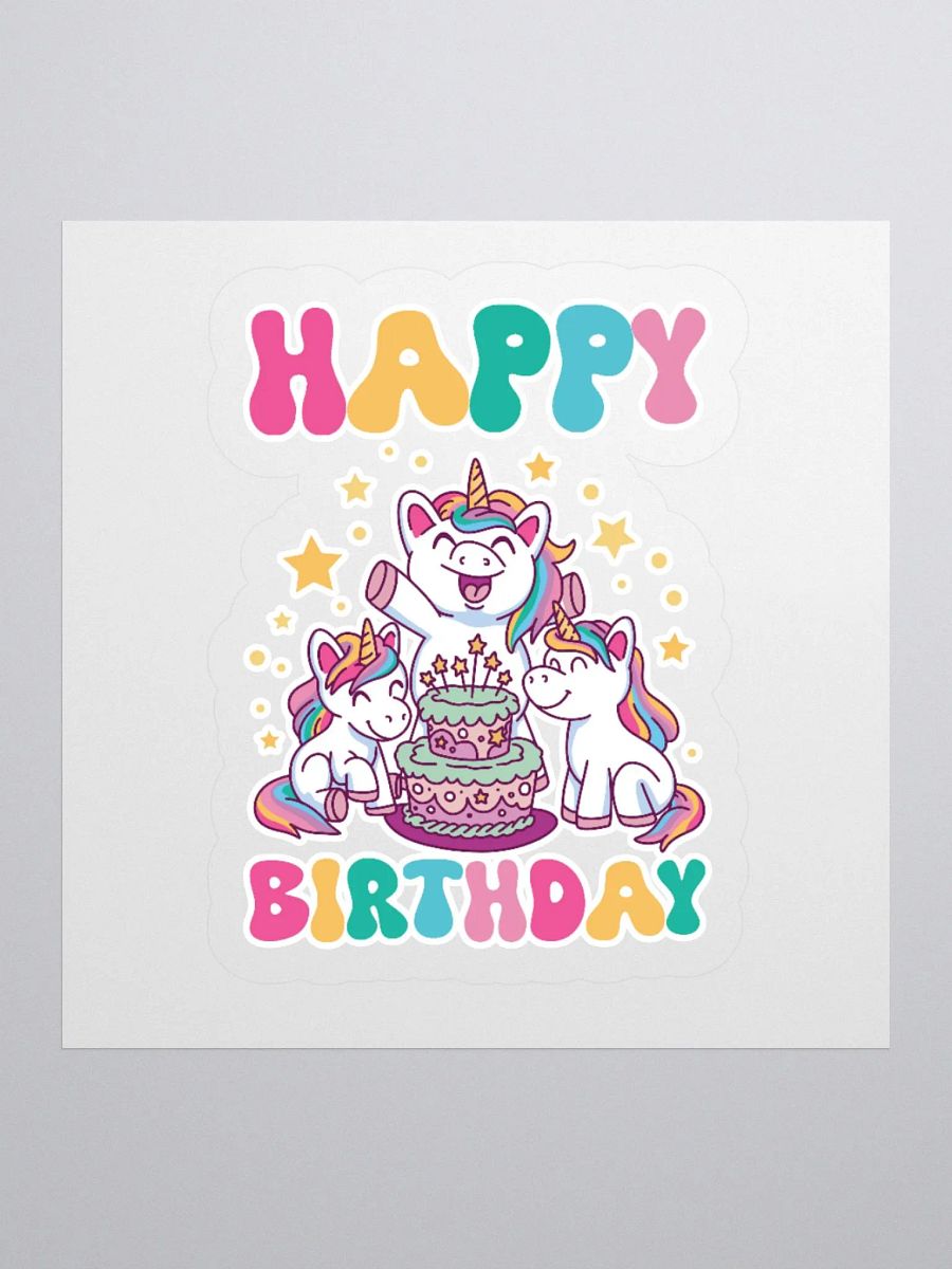 Happy Birthday (Unicorns With Birthday Cake) Sticker product image (1)