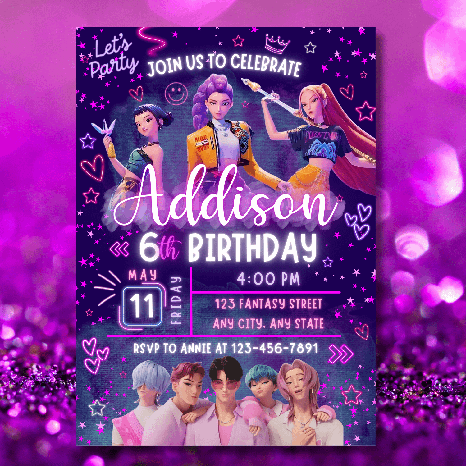 KPOP Demon Hunters Birthday Invitation product image (1)