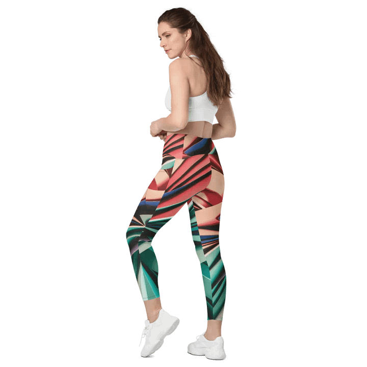 Abstract Geometric Women's Crossover Leggings in Vibrant Colors (2XS-6XL) product image (2)