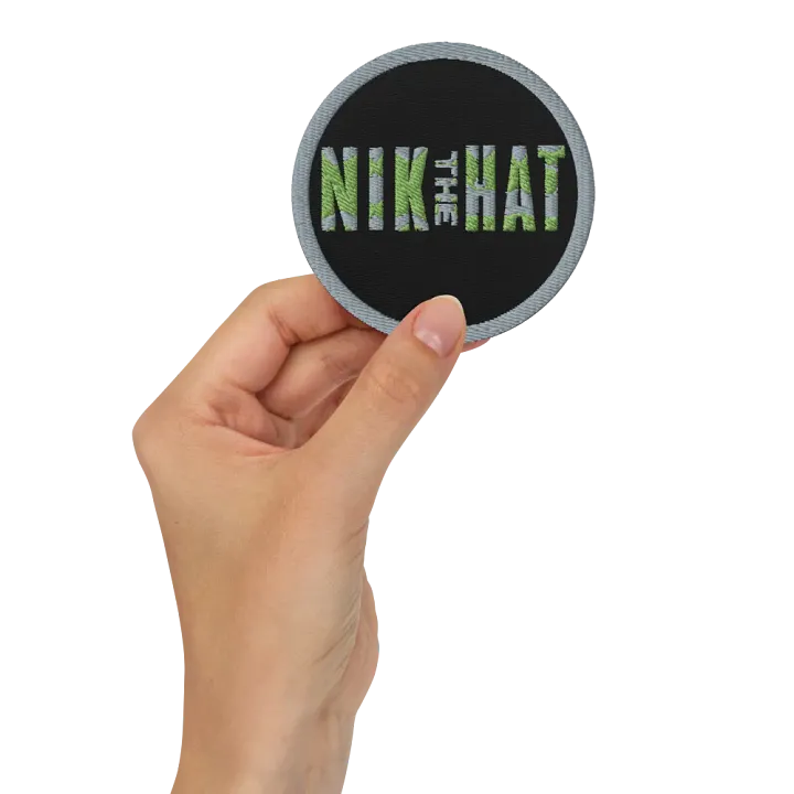 Nik the Hat | Green or White Circular Embroidered Patch product image (2)