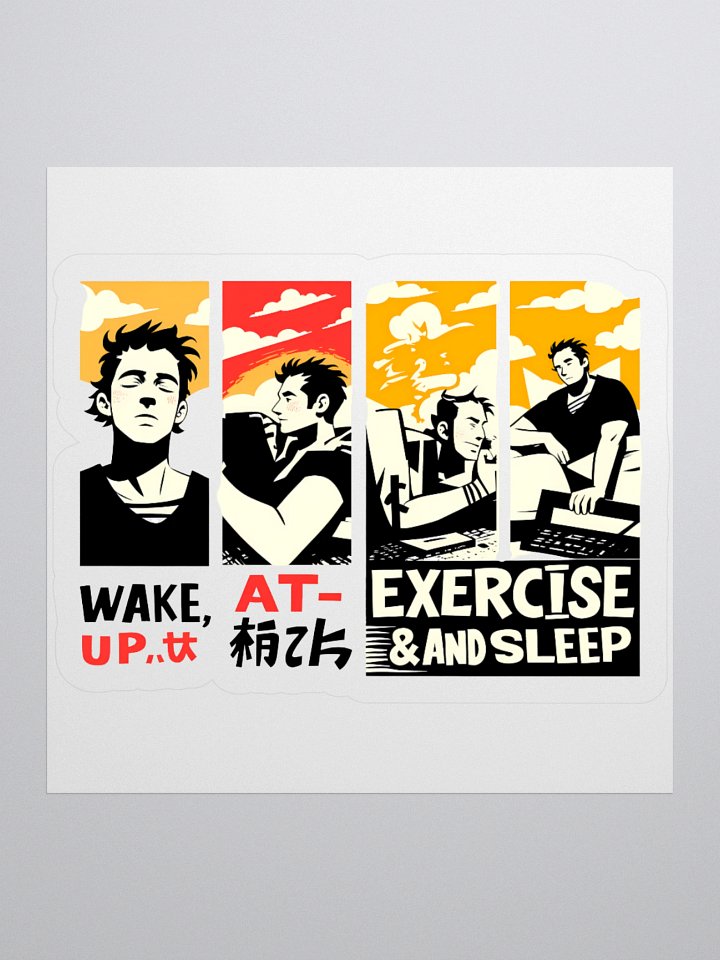 Global Wellness Mantra | Wake, Eat, Exercise, Sleep Art Sticker product image (2)