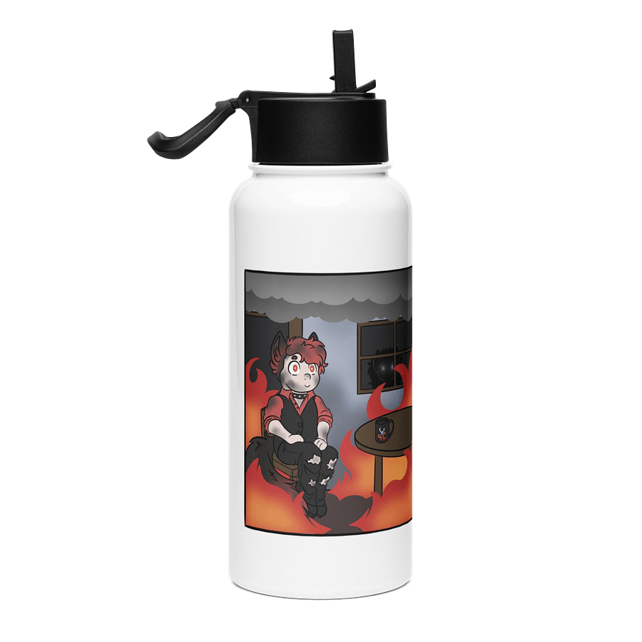 Stainless Steel Water Bottle with a Straw Lid - This Is Fine Meme product image (4)