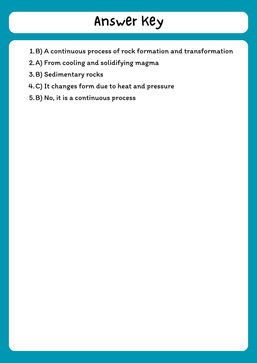 Rock Cycle Reading Comprehension Passage & Questions product image (3)