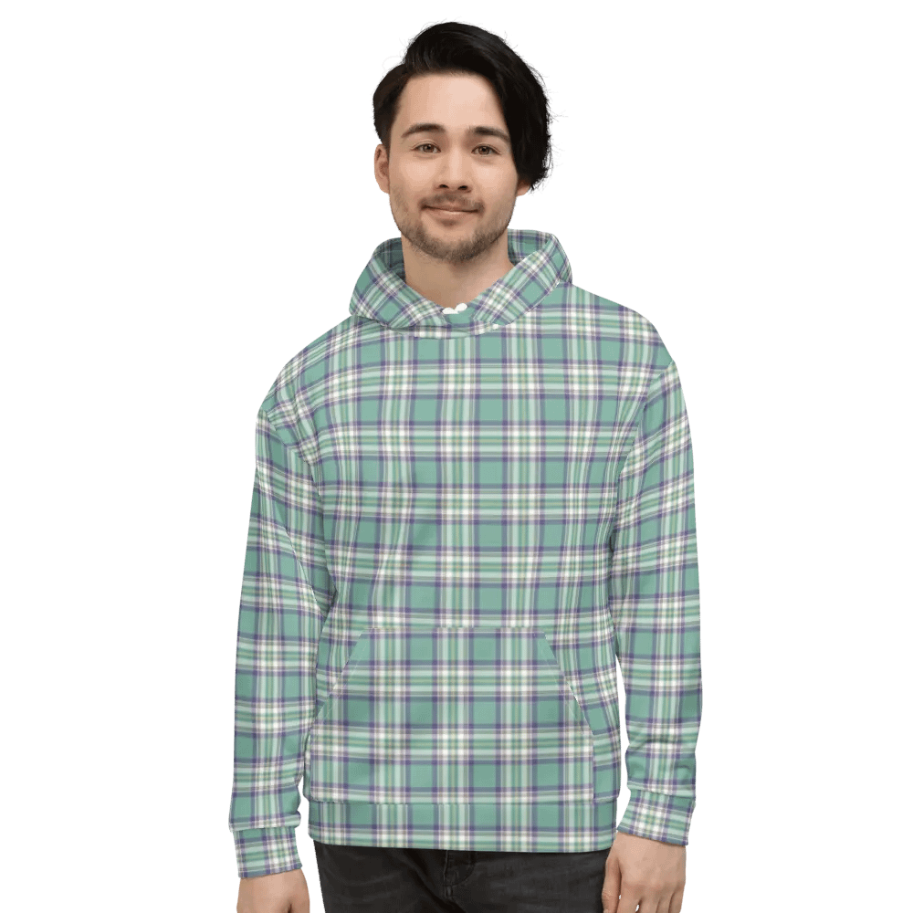 Light Green, Purple, and Yellow Plaid Hoodie product image (2)