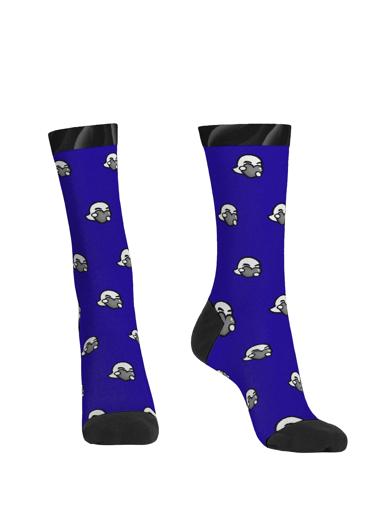 Heart Pattern Blue Crew Socks product image (4)