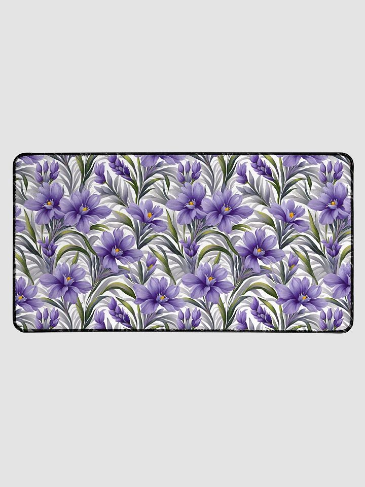 Desk Mat (31.5x15.5 inches) - Purple Floral Pattern on a White Background product image (1)