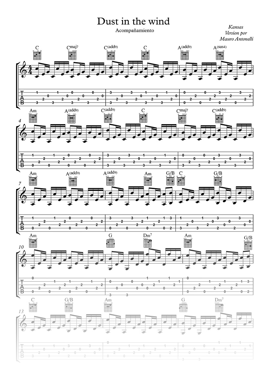 Dust in the wind - Partitura + Tabs + Acordes + Pista product image (2)