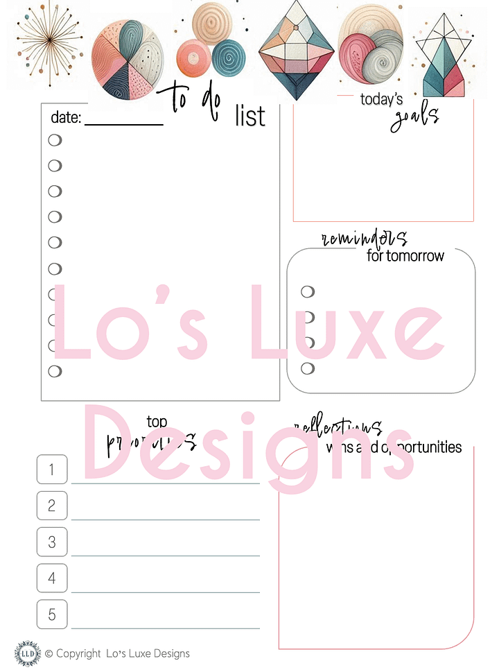 Vibrant Abstract To Do List Bundle - 8.5x11 Printable product image (1)