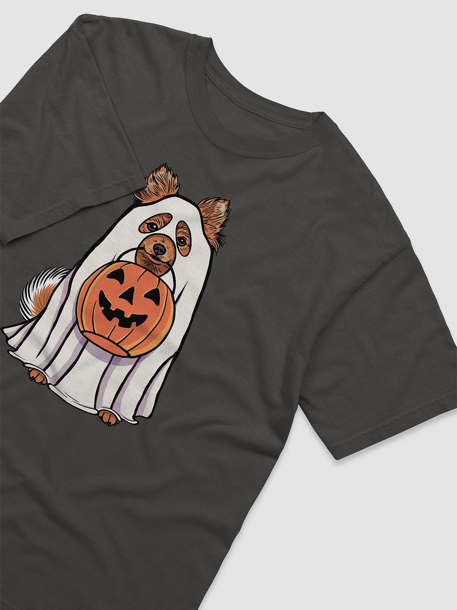 Funny Halloween Pomeranian T-Shirt | Funny Pomeranian Wearing a Ghost Costume and Holding a Pumpkin Basket product image (19)
