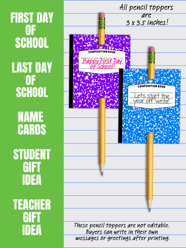 Notebook Pencil Toppers - Composition Notebook Printable product image (4)