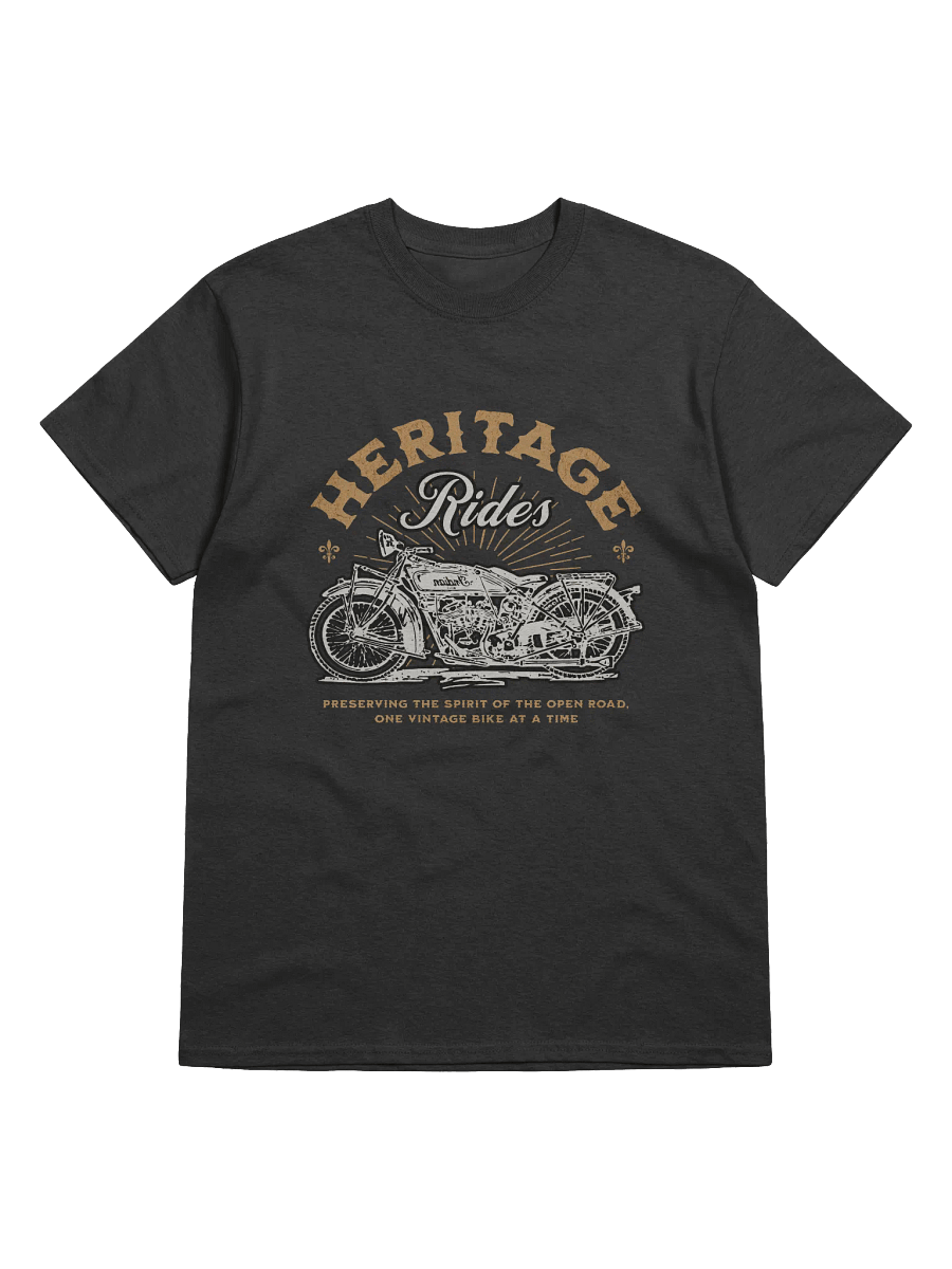 Heritage Rides T-Shirt | Vintage Motorcycle Biker Tee for Classic Riders product image (1)