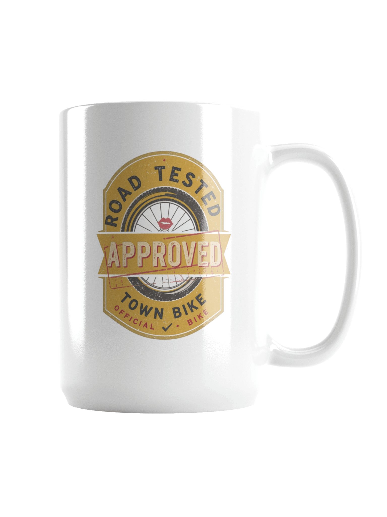 “Road Tested & Approved” Mug 🚲☕ | The Town Bike | Funny Coffee Cup | 15oz Glossy White product image (2)