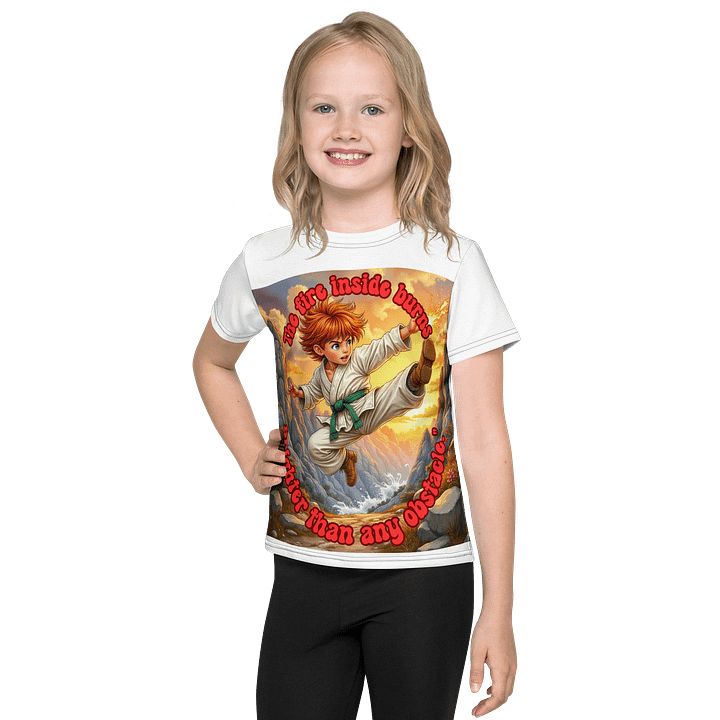 Flaming Kick – Green Belt Boy with Fiery Determination product image (1)