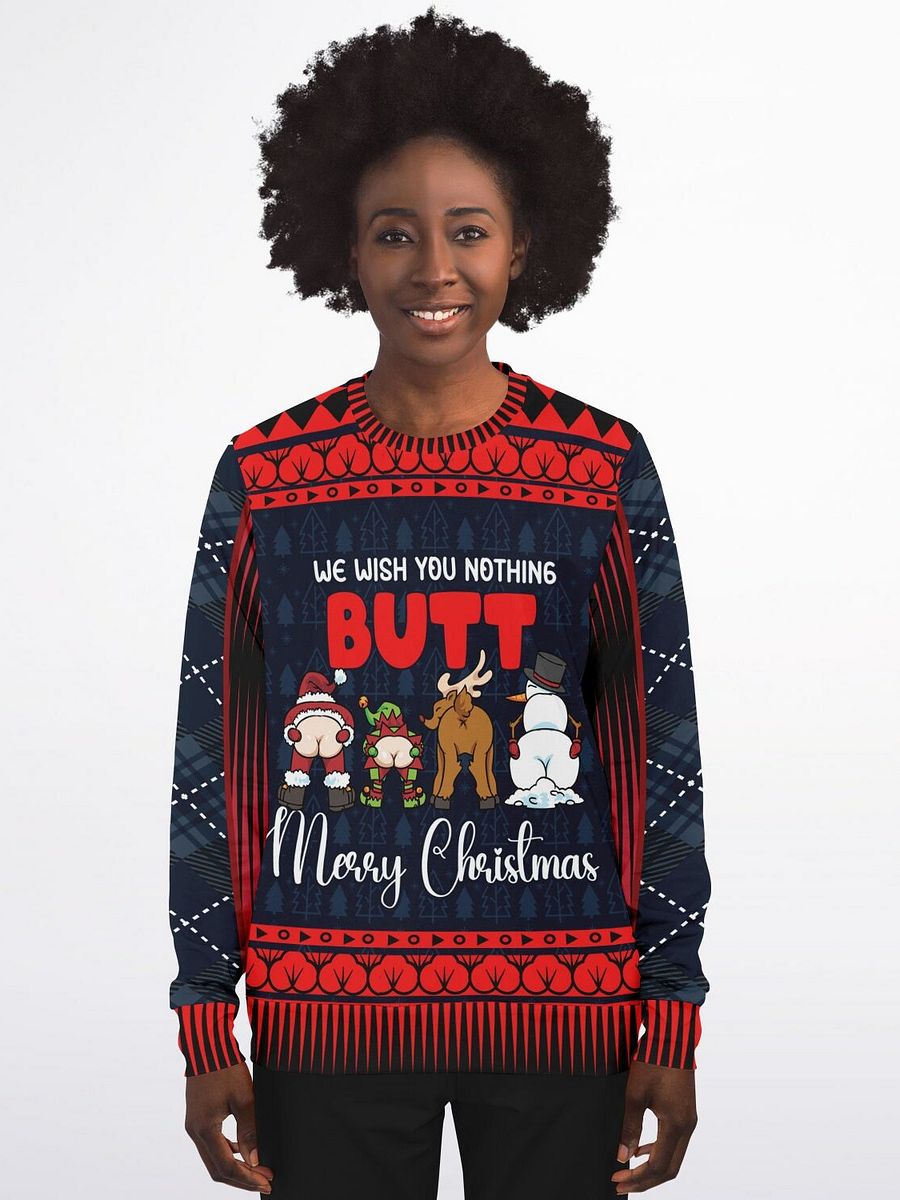 “We Wish You Nothing Butt” Funny Christmas Sweatshirt | Holiday Party Jumper | Humorous Santa Elf Reindeer Design | Unisex Adult Christmas Gift product image (7)
