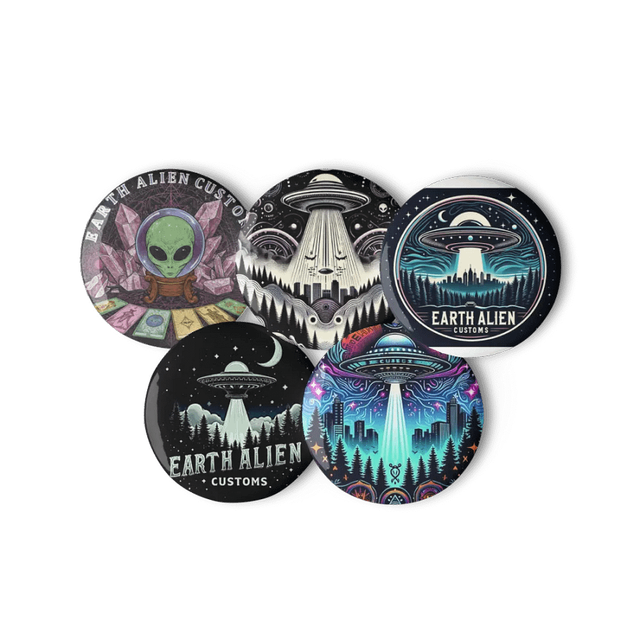 Psychedelic UFO City Pin Buttons Set product image (2)