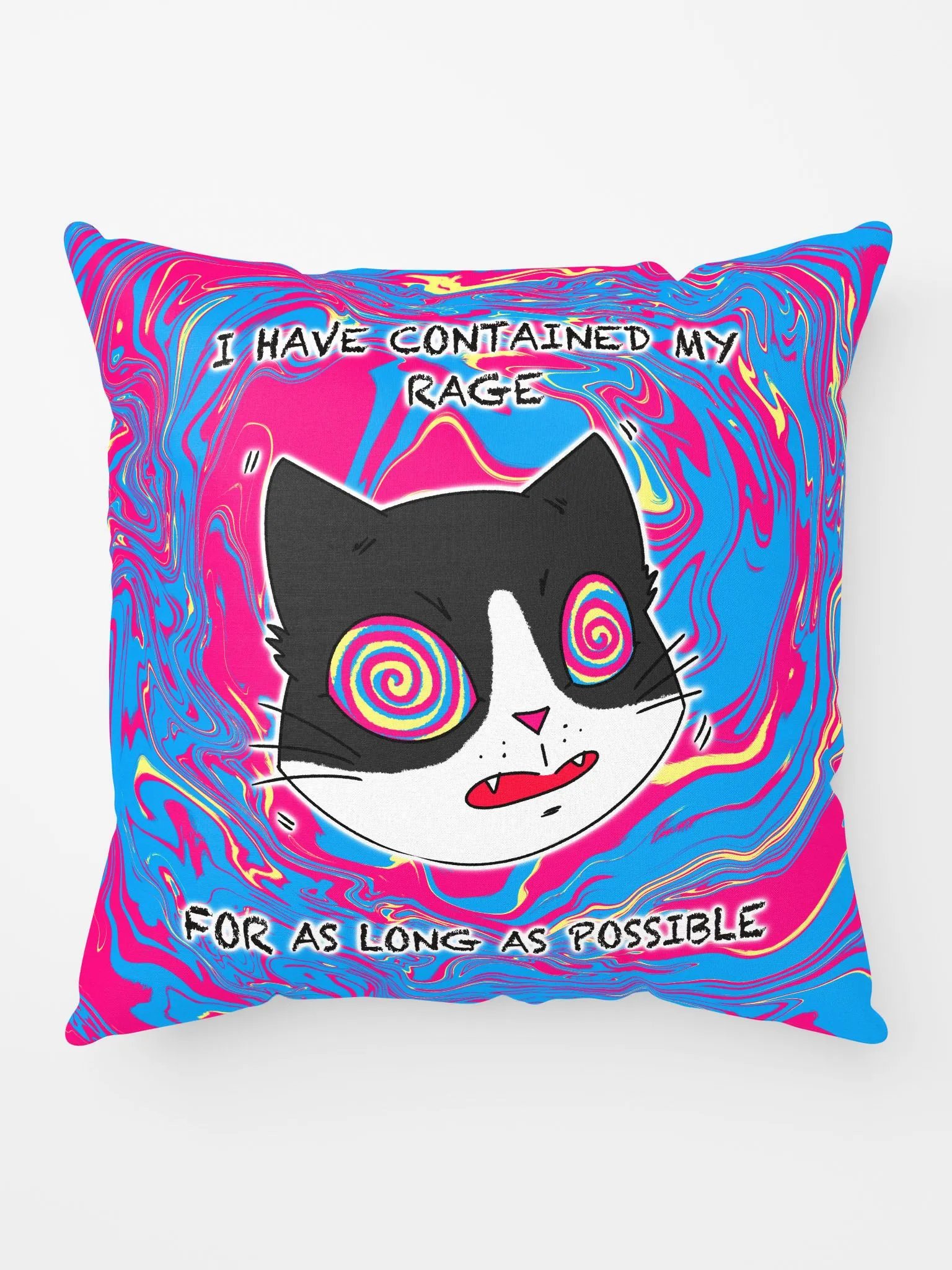 Rage Cat Pillow With Text product image (1)