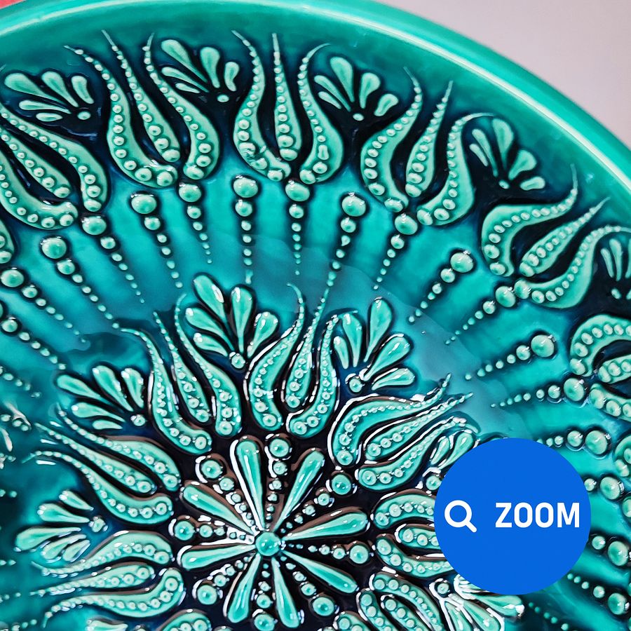 Ceramic turquoise bowl (20 cm) — handmade pottery, handmade ceramic, home decor, handmade gift, Turkish ceramic product image (2)