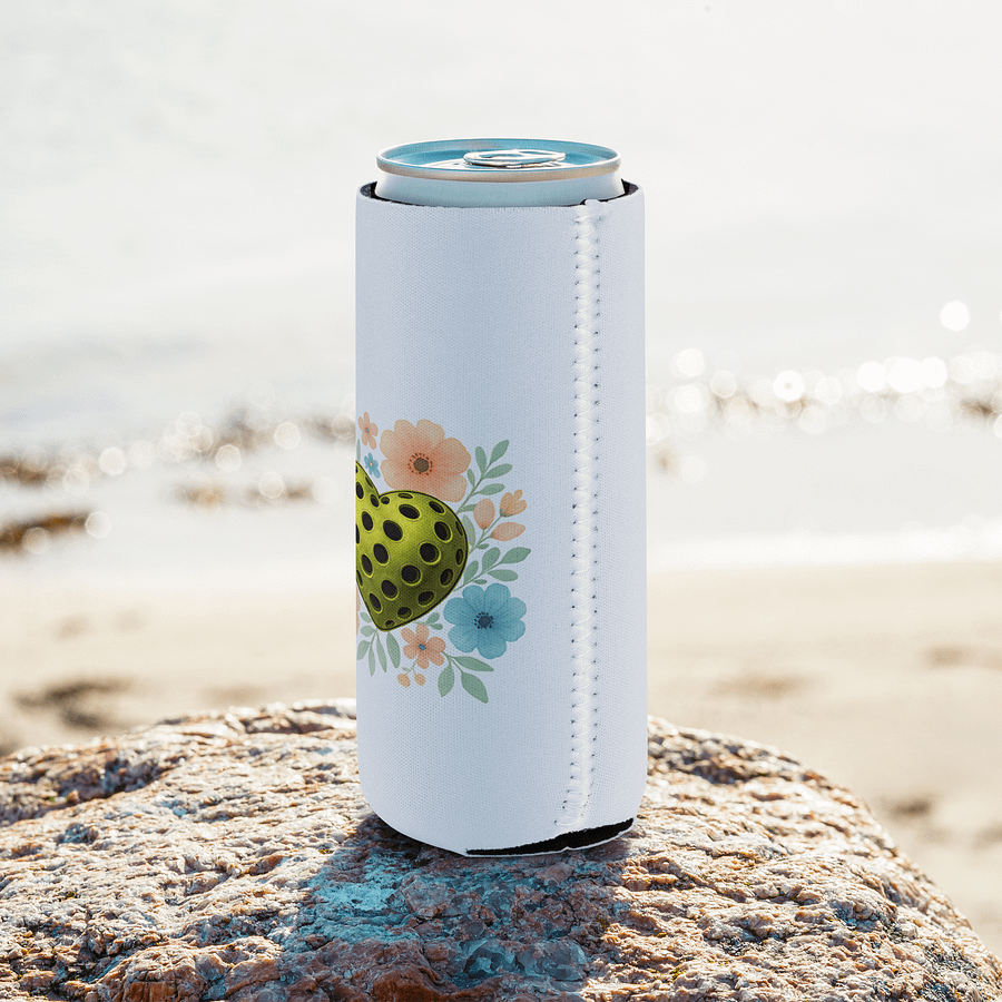 Pickleball Heart Flowers Floral Coozie Can Cooler product image (8)