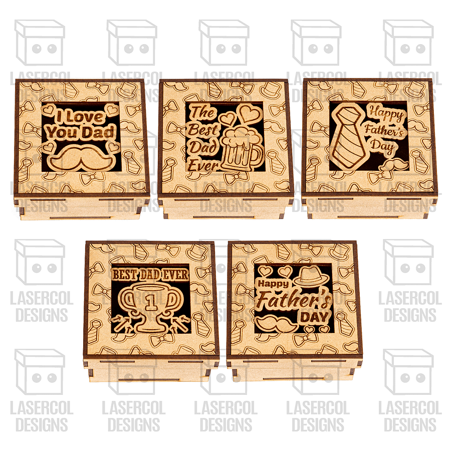 Father's Day Gift Boxes Set 1 (3 Sizes, 5 Styles) - Laser Cut Files product image (4)