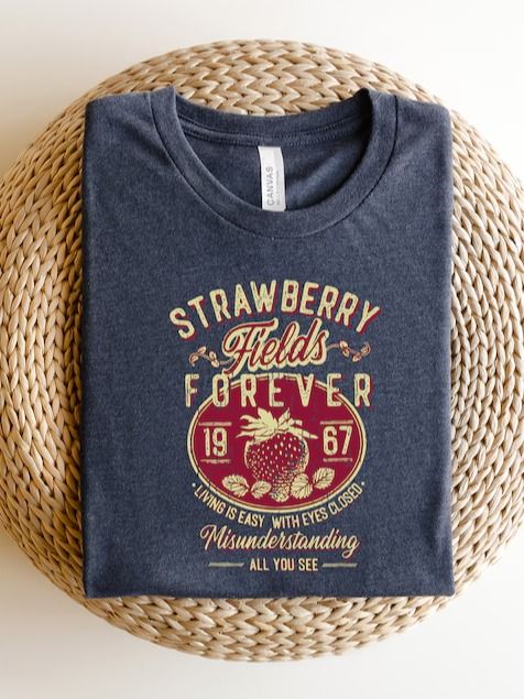 Old School Band Tees, Retro Graphic Tee, Beatle Strawberry Fields Rock Band Tee, Oversized Trendy Shirts, product image (4)