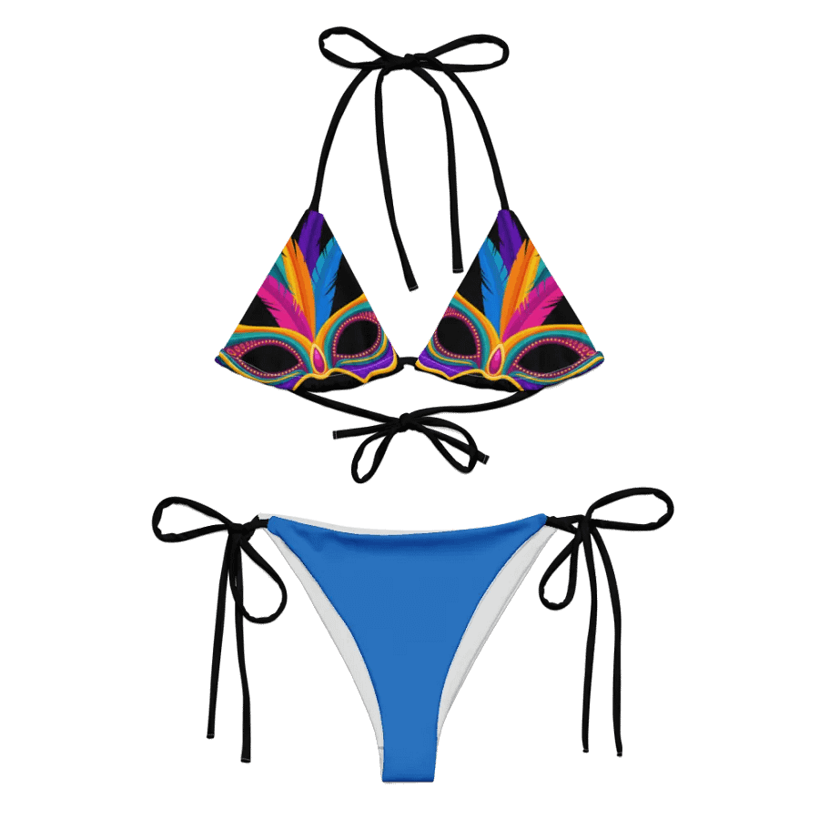 Low Rise Cheeky String Bikini, Mardi Gras Top, Blue Bottoms product image (8)