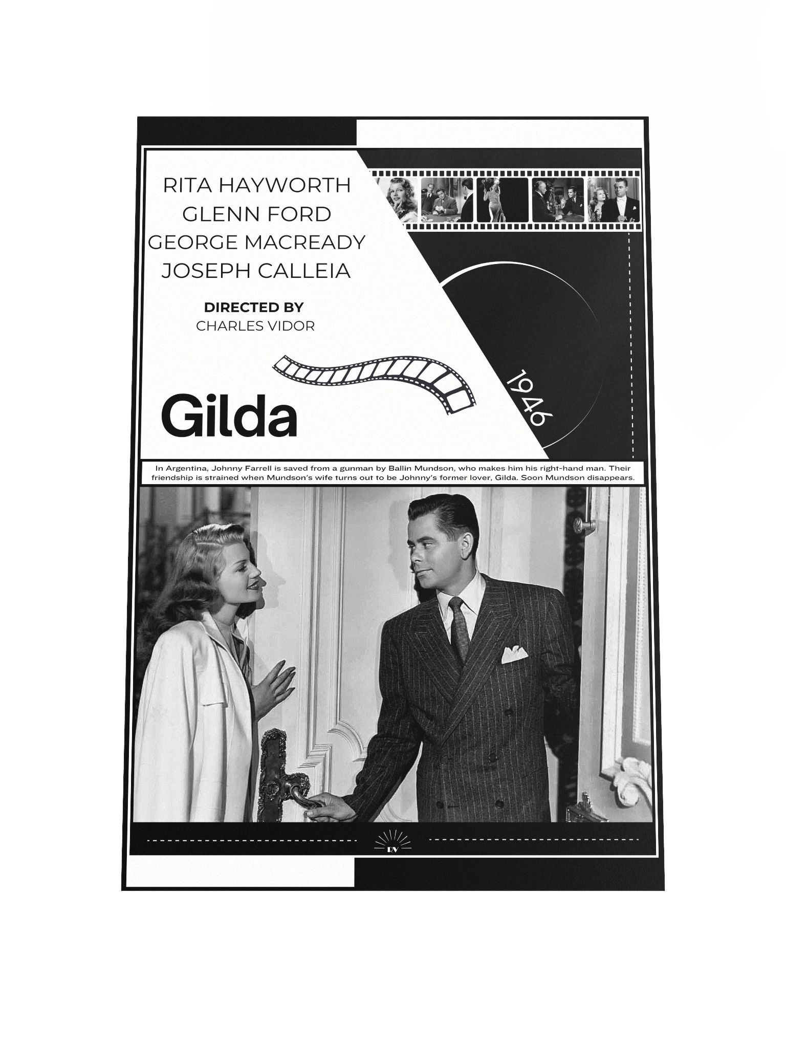 Gilda with Rita Hayworth and Glenn Ford 1946 | Movie Poster | 12x18 Wall Art product image (1)