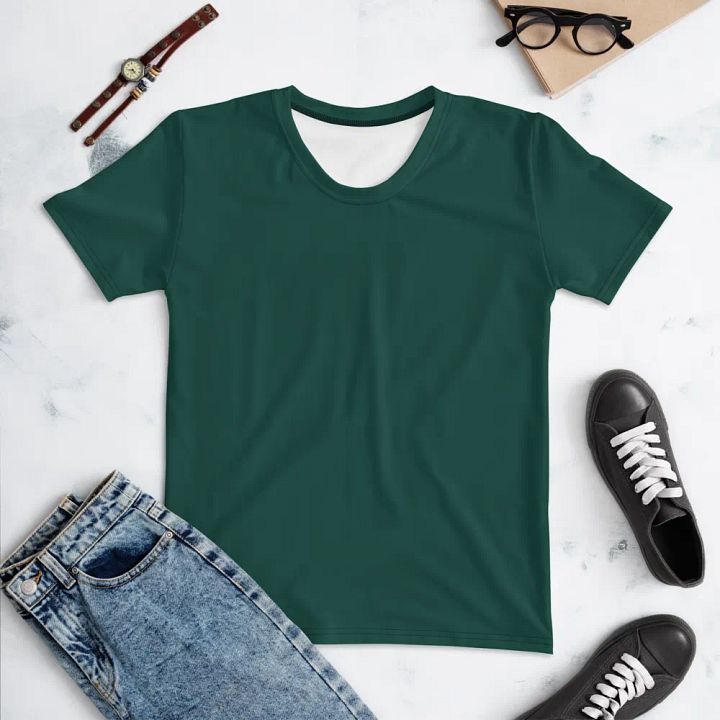 Plain Dark Green Soft Summer Women's Crewneck Polyester Heavyweight Premium T-Shirt by Treasure Pie product image (1)