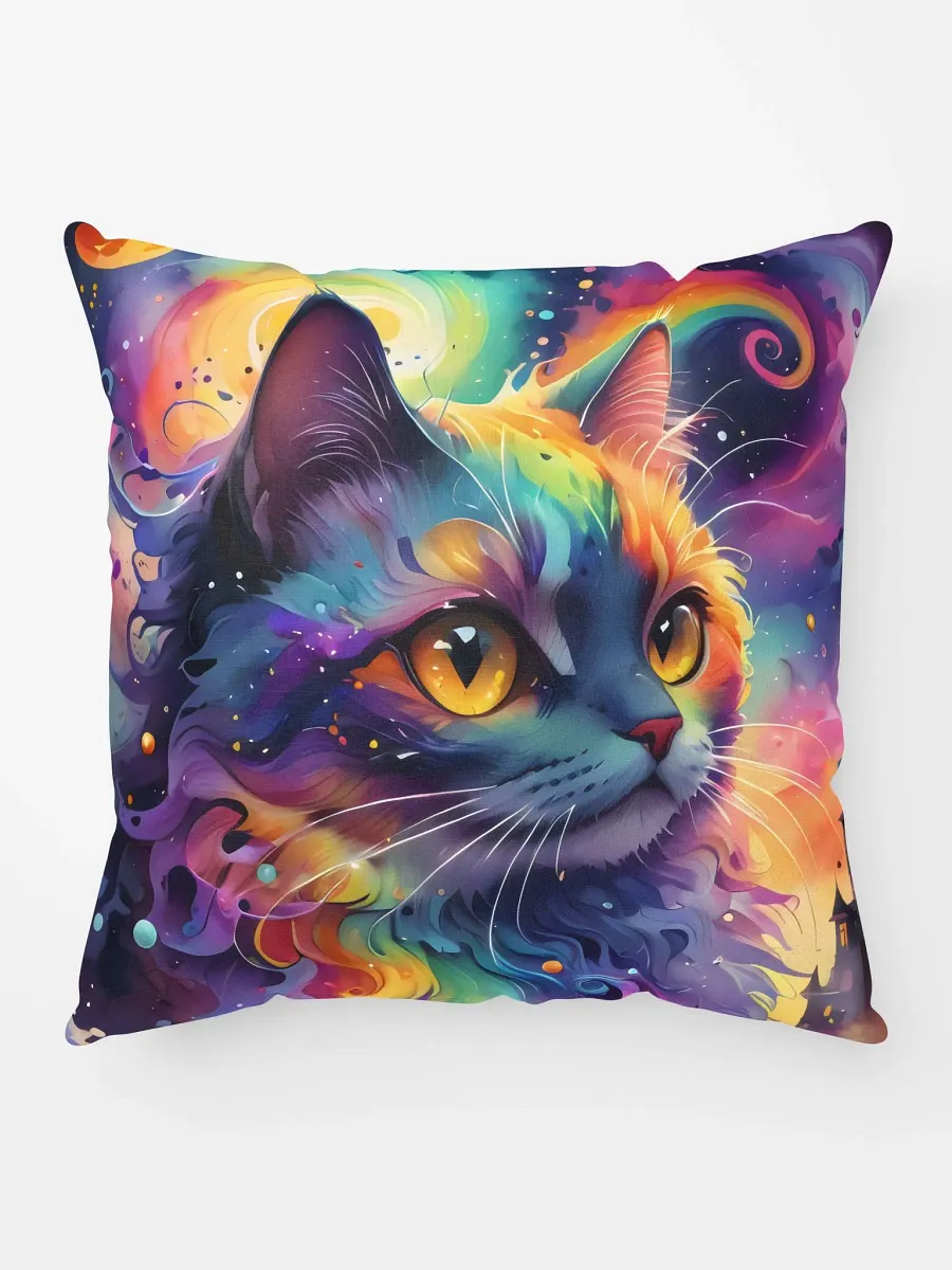 Cosmic Colorful Kitty Pillow product image (1)