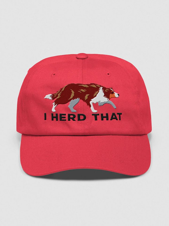 I Herd That Classic Dad Hat(Embroidered) of a Border Collie(Red Tricolor) product image (1)