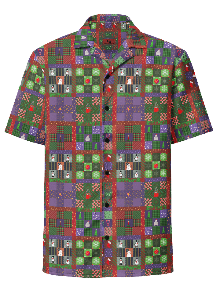 Christmas Patchwork Oversized Button Down Shirt product image (1)