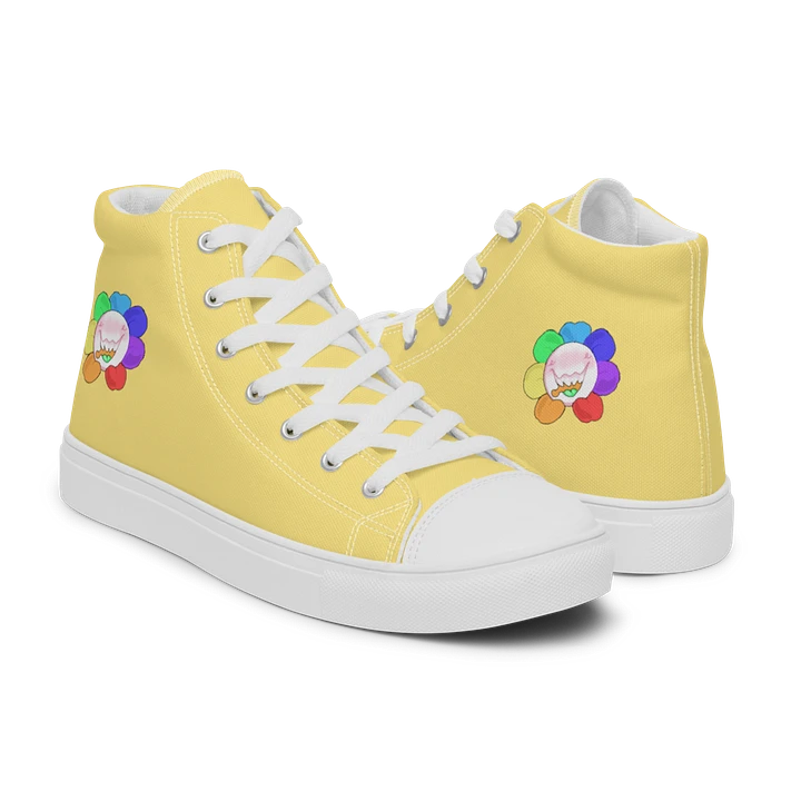 Pastel Yellow and White Flower Sneakers product image (1)