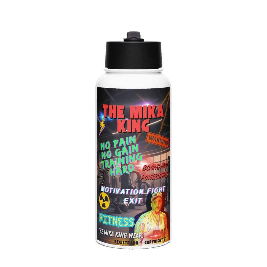 Botella de agua de acero inoxidable con tapa The Mika King No Pain No Gain Training Hard. product image (1)