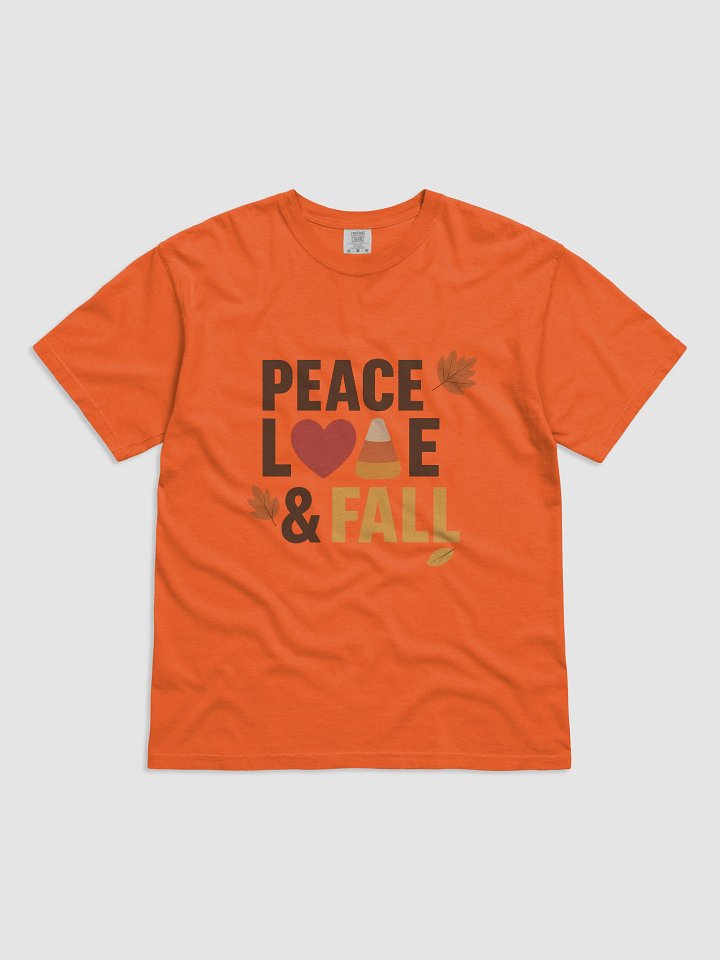 Peace Love & Fall Candy Corn Shirt - Cozy Autumn Graphic Tee, Orange Fall Shirt for Women, Thanksgiving & Pumpkin Patch Outfit product image (2)