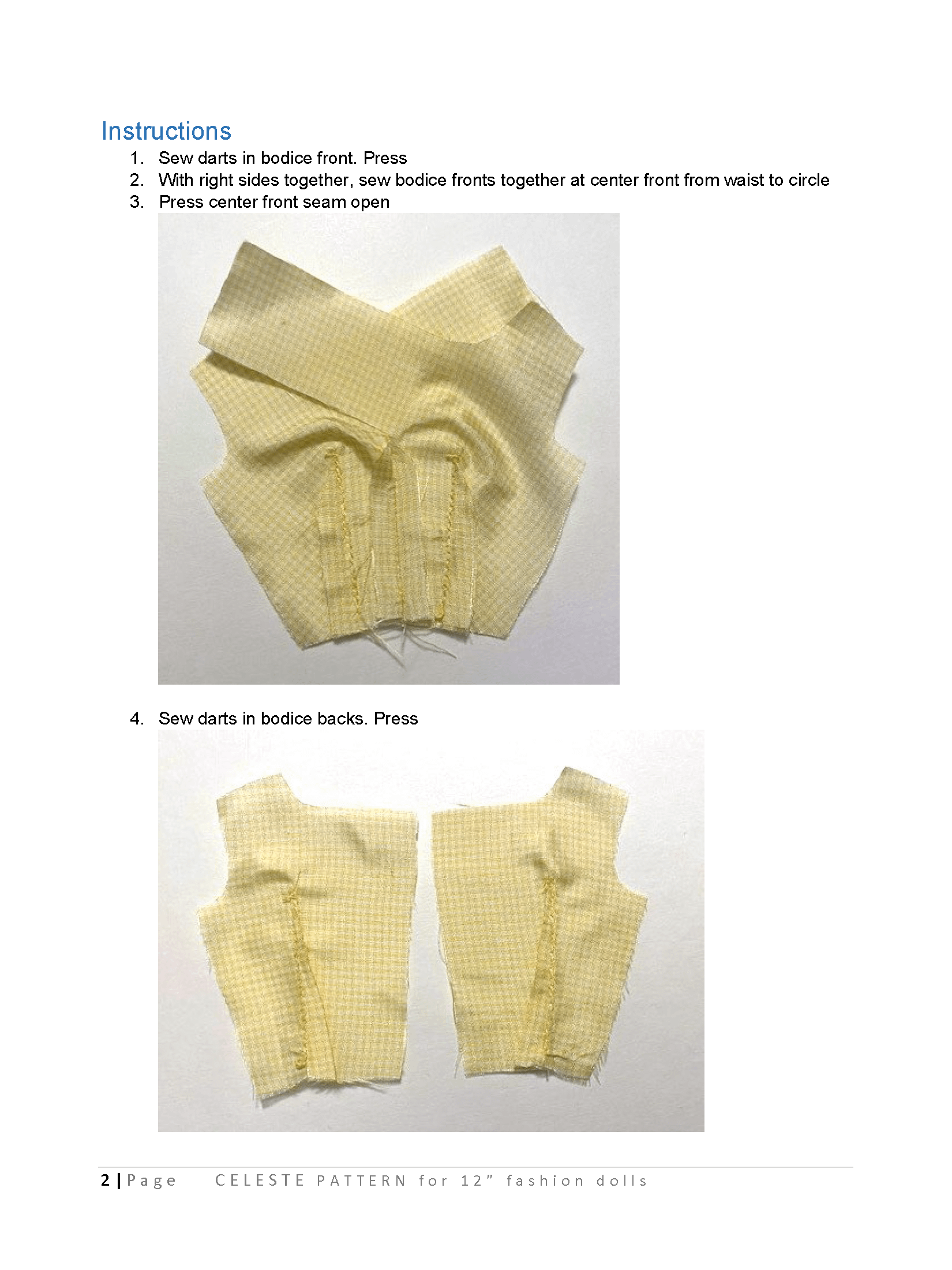 Celeste sewing pattern for 12" fashion dolls product image (3)