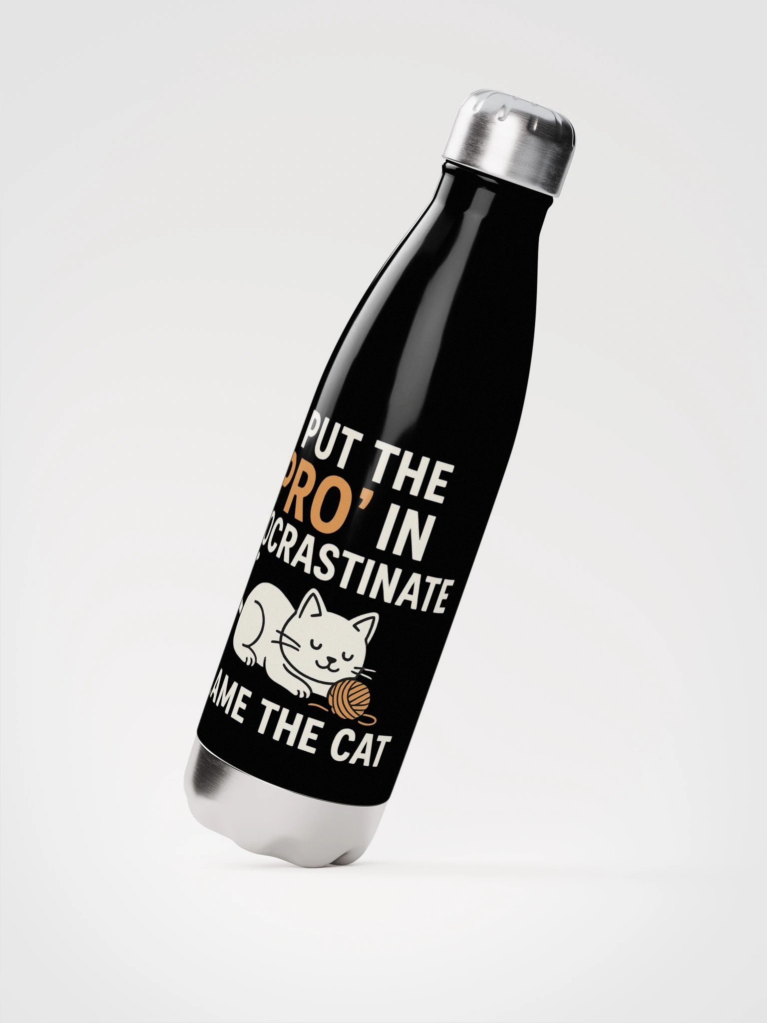 Cat Procrastination Stainless Steel Water Bottle product image (2)