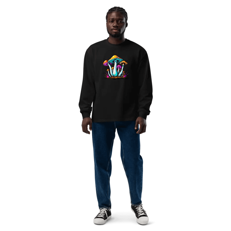 [Groovy Shrooms] Unisex Premium Heavyweight Long Sleeve Shirt product image (9)