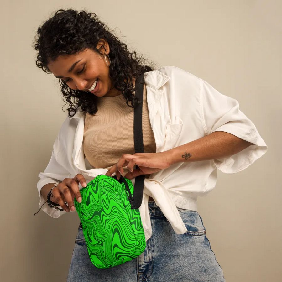 Utility Crossbody Bag - Abstract Green Swirls product image (4)