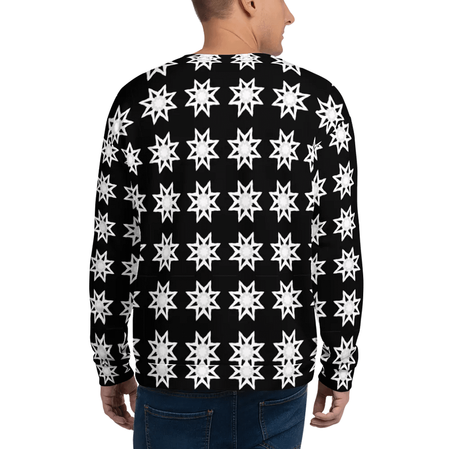 Abstract White Repeating Stars Unisex All Over Print Sweatshirt product image (3)