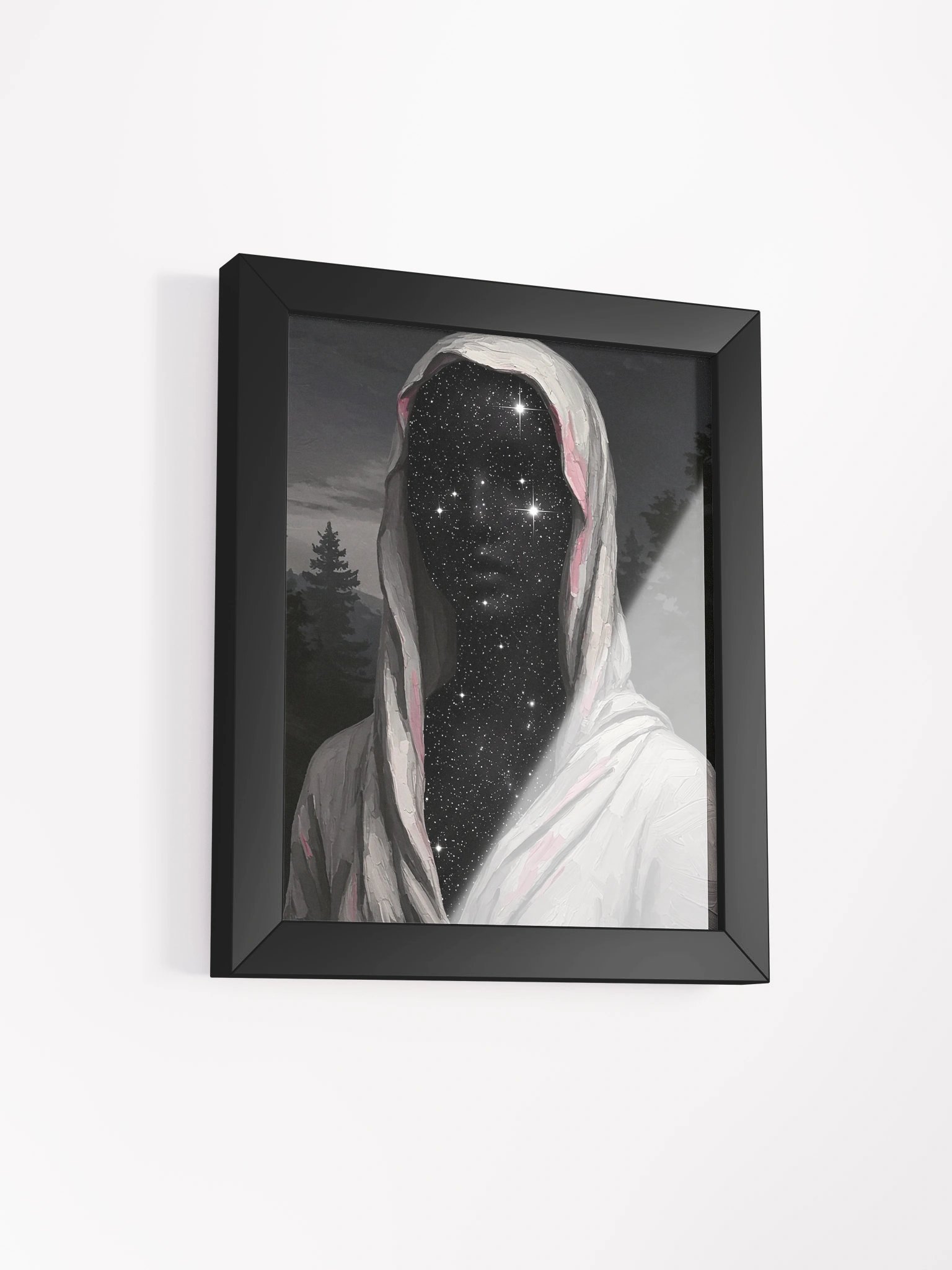 Celestial Being Surreal Art, Starry Night Sky Hooded Figure, Dark Academia Aesthetic Cosmic Portrait, Ethereal Space Galaxy Wall Art product image (7)