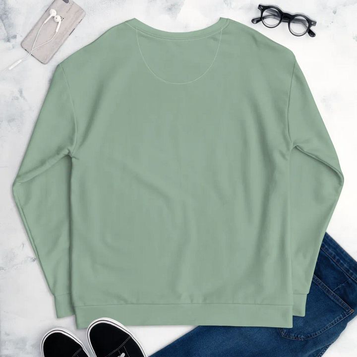 Plain Light Sage Green Soft Summer Unisex Recycled Polyester Heavyweight Premium Sweatshirt by Treasure Pie product image (2)