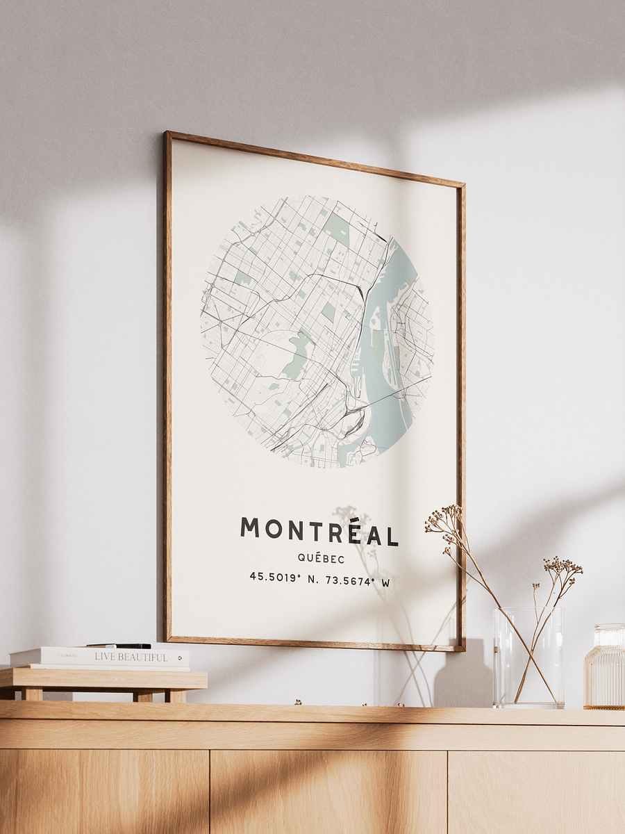 Montreal Street Map Poster – Beige Minimalist Circular City Art product image (2)