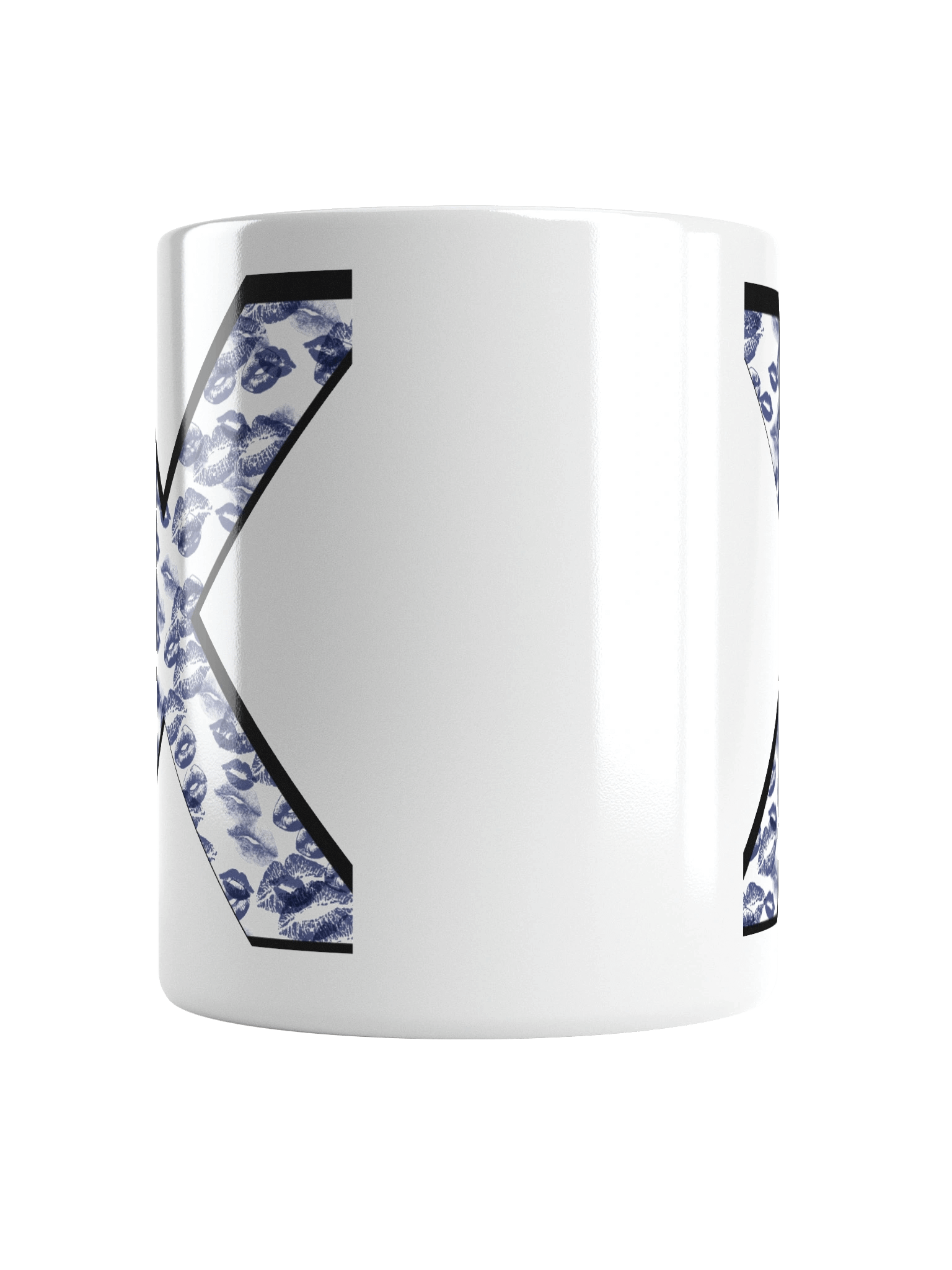 White X Dark Blue Lipstick Kisses | Glossy White Mug product image (14)