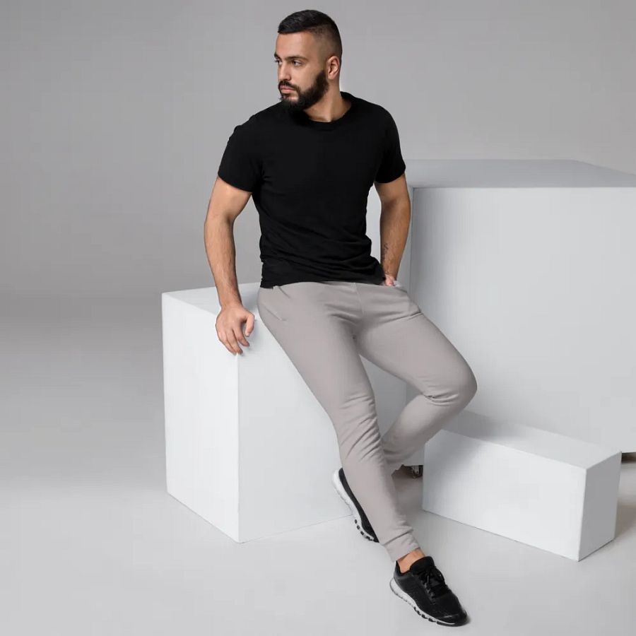 Plain Gray True Summer Recycled Polyester Premium Men's Joggers by Treasure Pie product image (3)